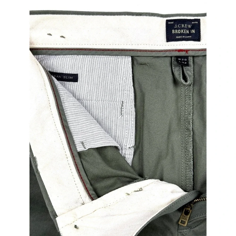 J. Crew Mens Flex Pants 28x32 Chino Slim Fit Straight Leg‎ Twill Khaki Stretch - Picture 8 of 10
